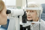 Patient having eye scan